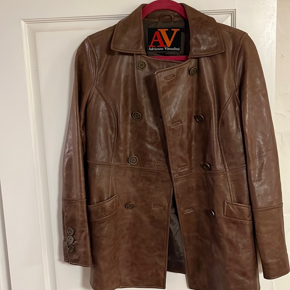 Real leather brown jacket size 2